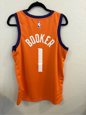 Nike Mens Orange & Purple Booker #1 Basketball Jersey